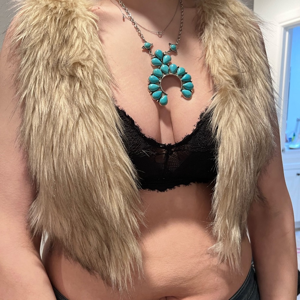 Faux Fur Knit Sweater Vest